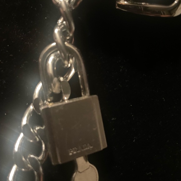 Silver belt chain with a Prada lock and key - Picture 13 of 15